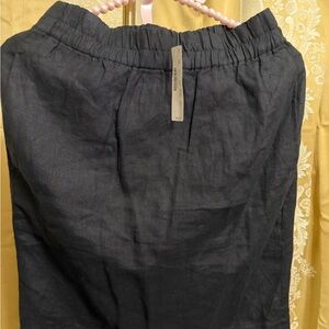 J. Crew Black Linen Elastic-Waist Skirt